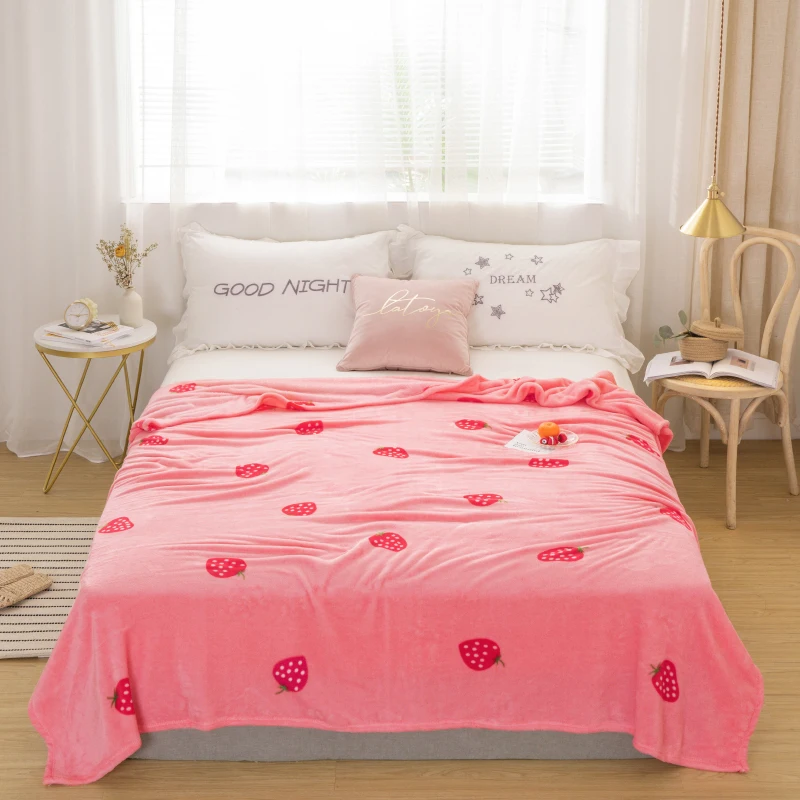 

BRAND плед pink strawberry home textile Coral Fleece blanket soft warm winter sofa travel throw bedspread