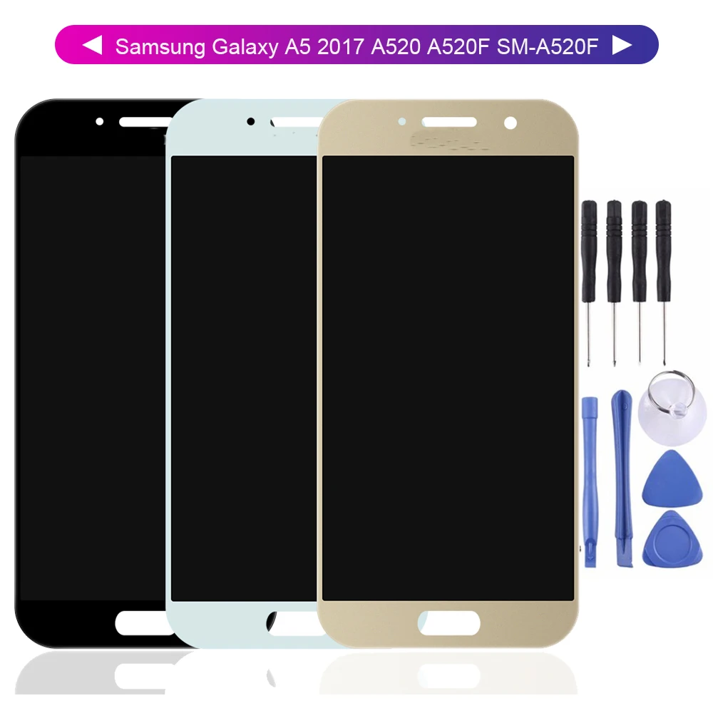 Pаспродажа Для Samsung Galaxy A5 2017 A520 A520F SM A520F DS ЖК экран дигитайзер сенсорная панель стекло Датчик сборка Замена