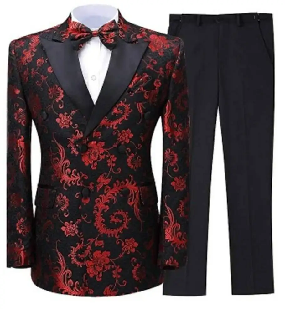 

Real Photo Double Breasted Mens Coat Trousers Set Black Peal Lapel Groom Tuxedos Man Work Suit (Jacket+Pants+Tie) W:498