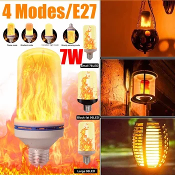 

4 Modes Dynamic Flame Effect LED Corn light Bulb Lamp 85V--265V E27 Simulation Fire Burning Flicker With Gravity Sensor Decor