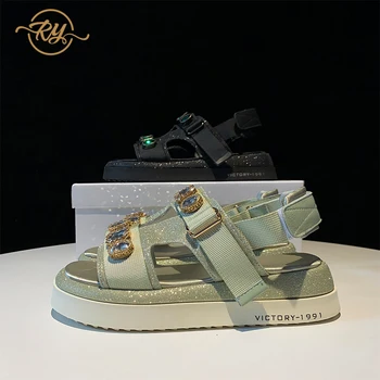 

RY-RELAA women shoes Genuine Leather wedges shoes fashion summer new sandals women ins luxury shoes women platform sandals tide