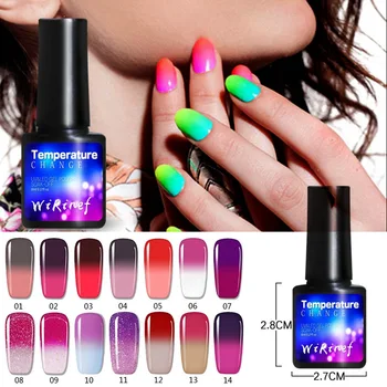 

1 Bottle 8ml Color Changing UV Gel Polish Sequins Thermal Nail Gel Soak Off Nail Art Gel Polish Varnish 14 Colors