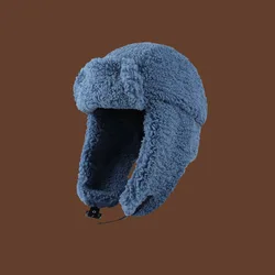 2021 Fashion Women Bomber Hat Pilot Trooper Cap Mens Faux Cashmere Hat Russian Ushanka Earflap Caps Winter Snow Ski Hats