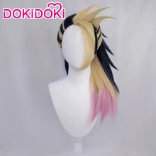 Dokidoki jogo liga das lendas cosplay kda akali cosplay lol liga das lendas k/da traje peruca akali dia das bruxas