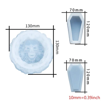 

2 Pcs Resin Silicone Molds Set,Skull Resin Casting Mold and Coffin Mold for DIY 1XCA