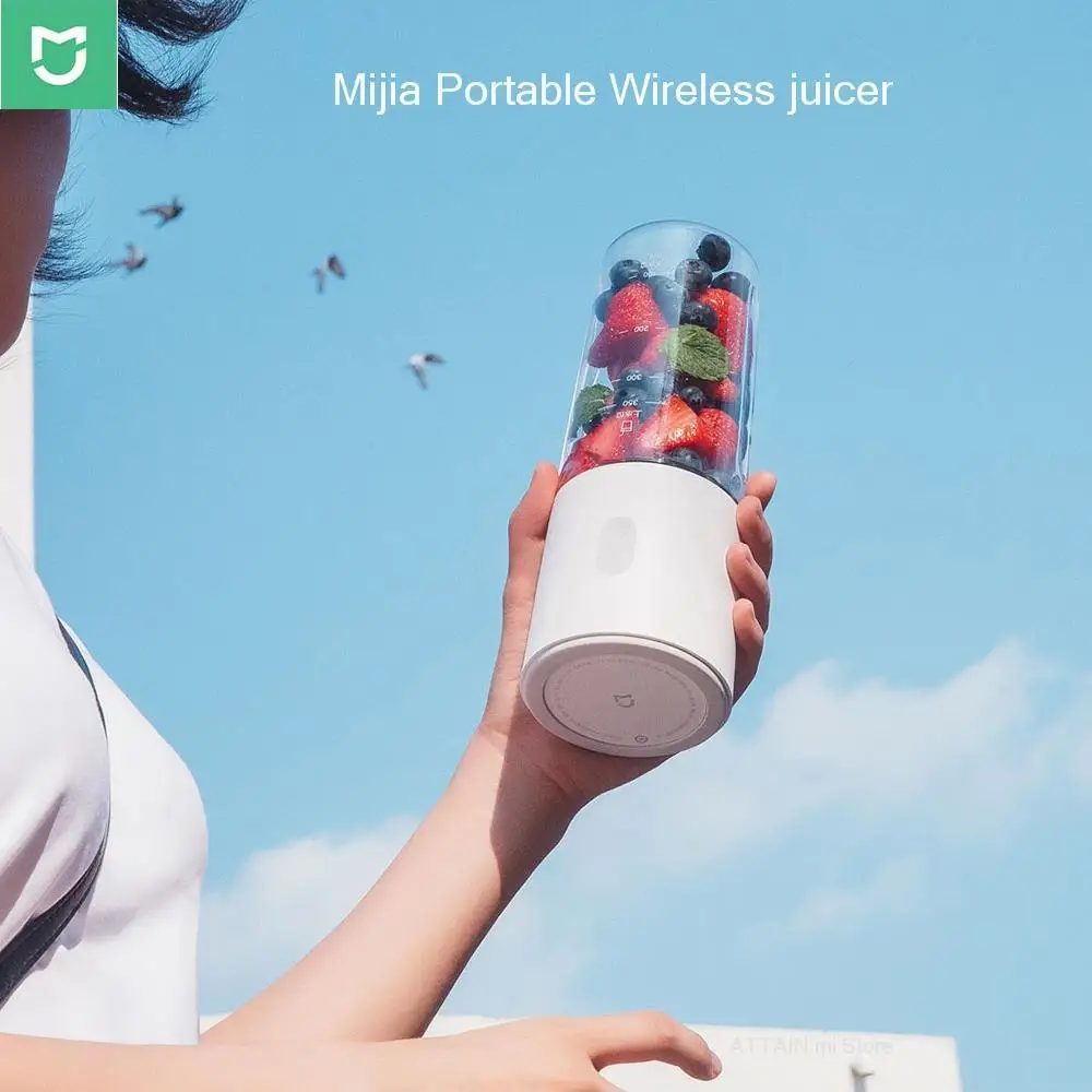 350ml Xiaomi Mijia Portable juicer Wireless 4-leaf food grade steel cutter head High-speed motor power Xiomi mi Quickly juicer