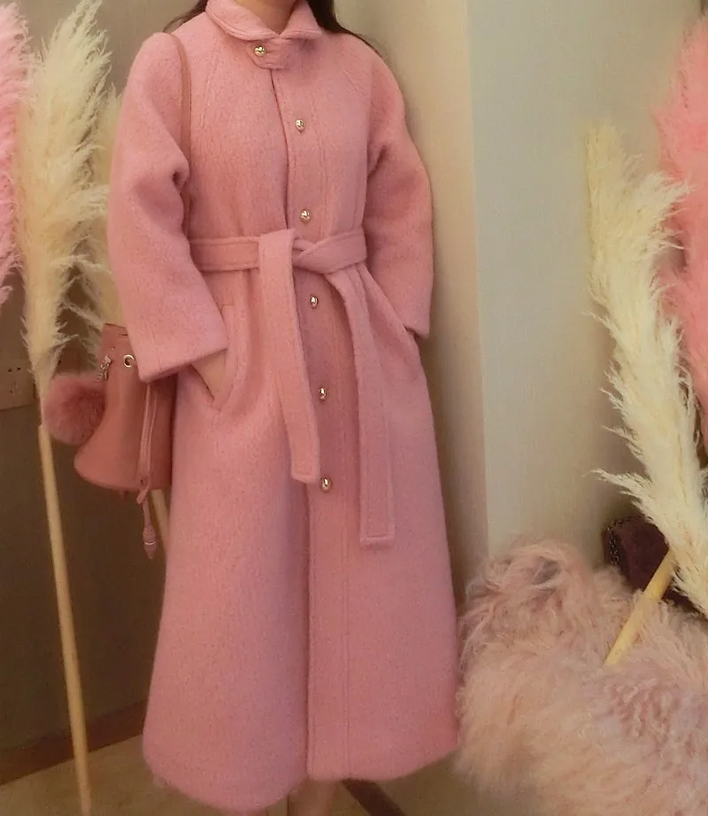 Для женщин s пальто зимнее шерстяное пальто Для женщин Длинные Хепберн Стиль толстые шерстяные кашемировые пальто Для женщин s размера плюс женской модной обуви