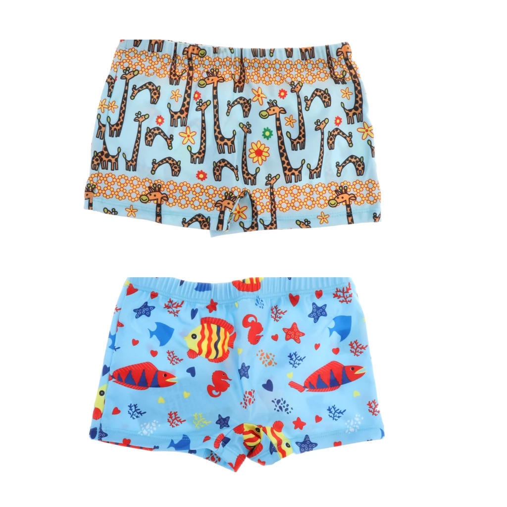 2pcs Boys Cute Swim Trunks Board Shorts, Toddlers Underpants Waist Adjustable with Drawstring