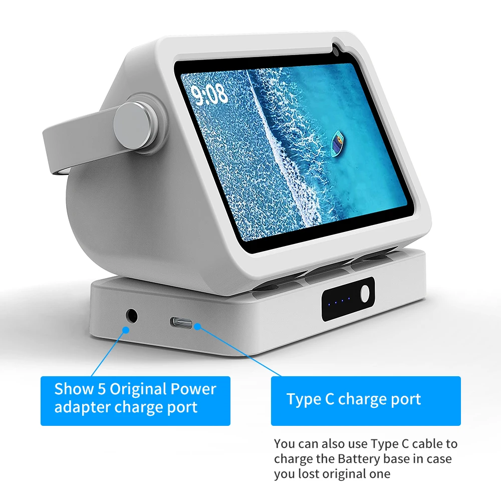Battery Base for Echo show 5 Portable charger for Echo show 5 holder Rechargeable Backup Battery Echo show 5 Portable case