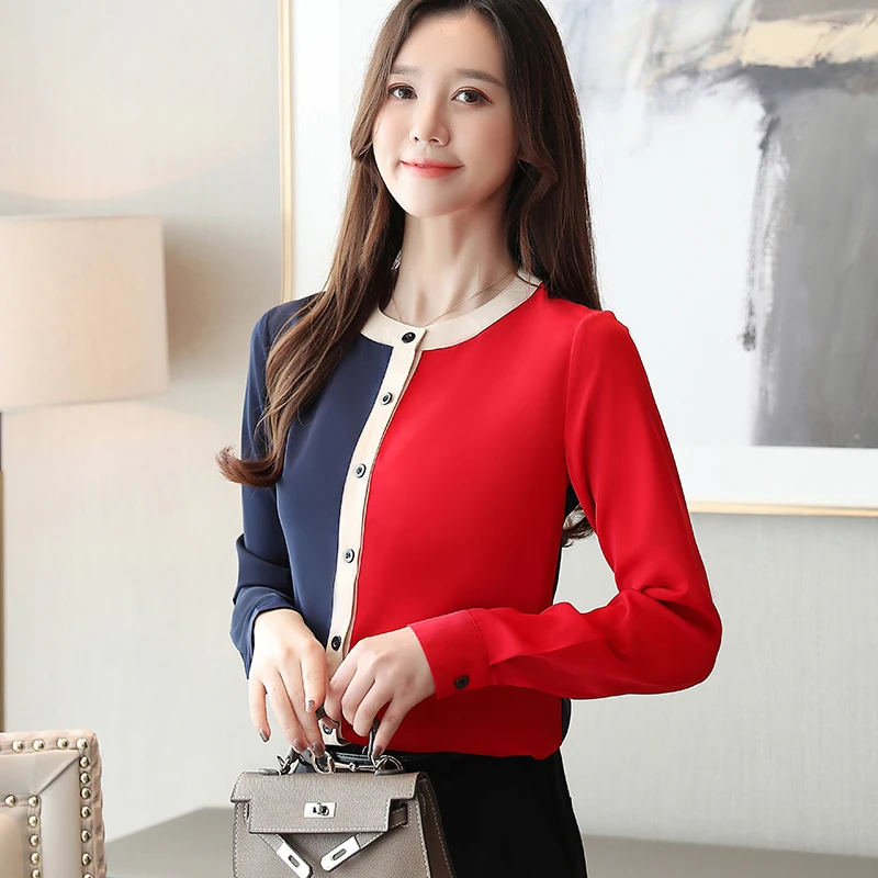 Корейские модные шифоновые женские блузки рубашки размера плюс XXL Женские топы и