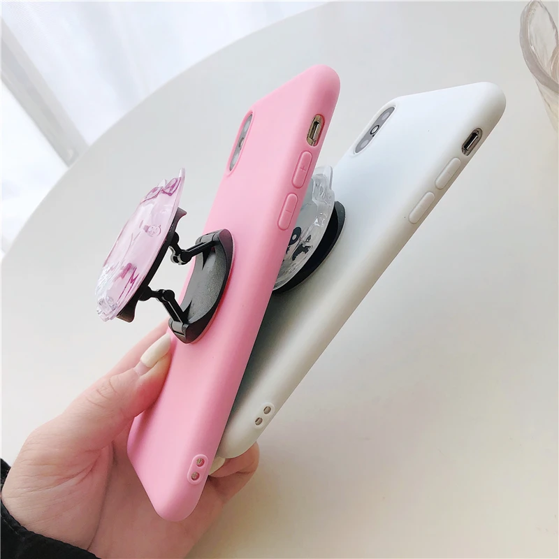 3D Quicksand Phone Holder Case For Samsung Galaxy A50 A30 A40 A20 A10 A70 A60 A80 A7 A8s Cute Stand Soft Back Cover