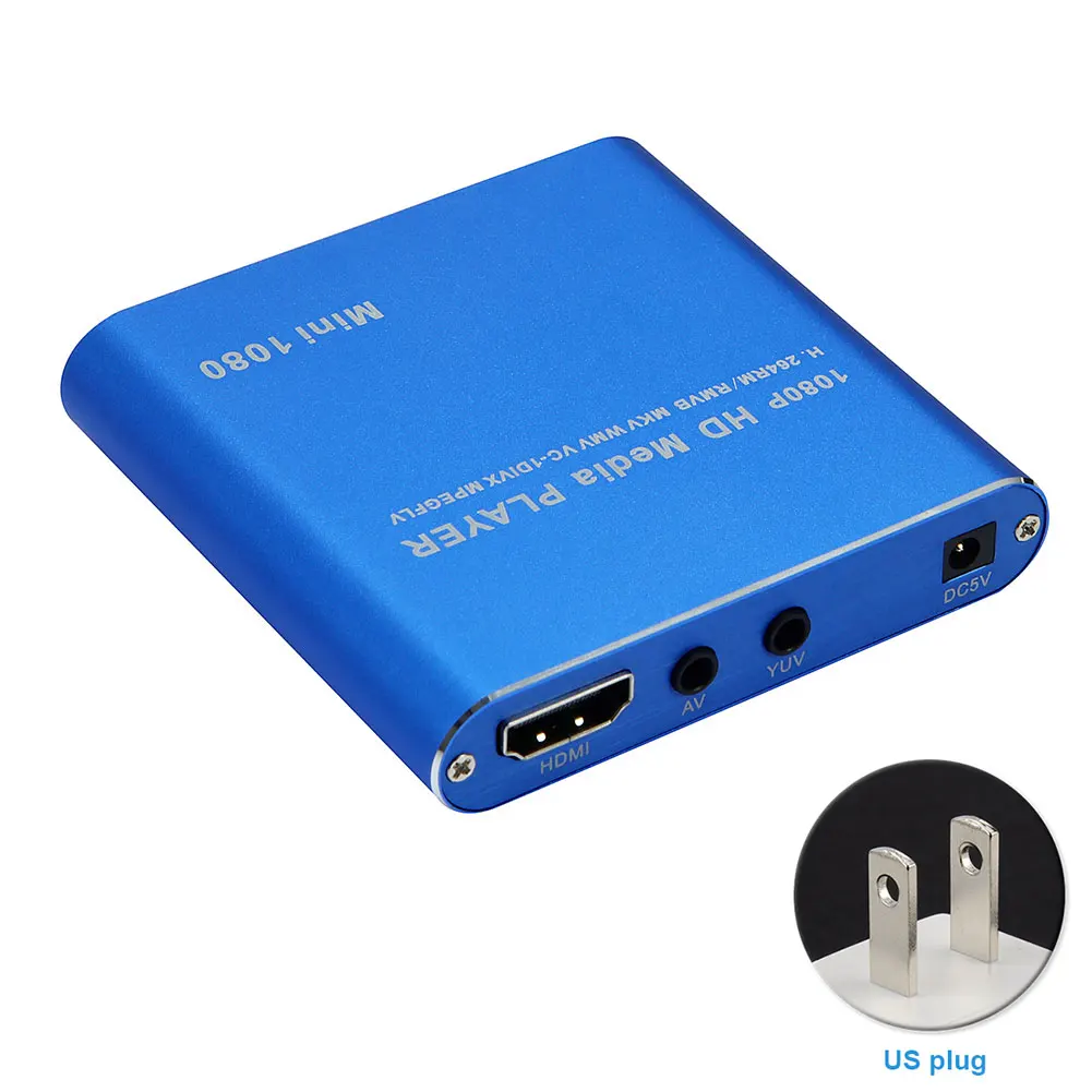 1080P HDD плеер USB хост Мини медиа домашний аудио Full HD HDMI AVI AV Портативный MMC MKV карта памяти чтение легкий - Цвет: Blue US