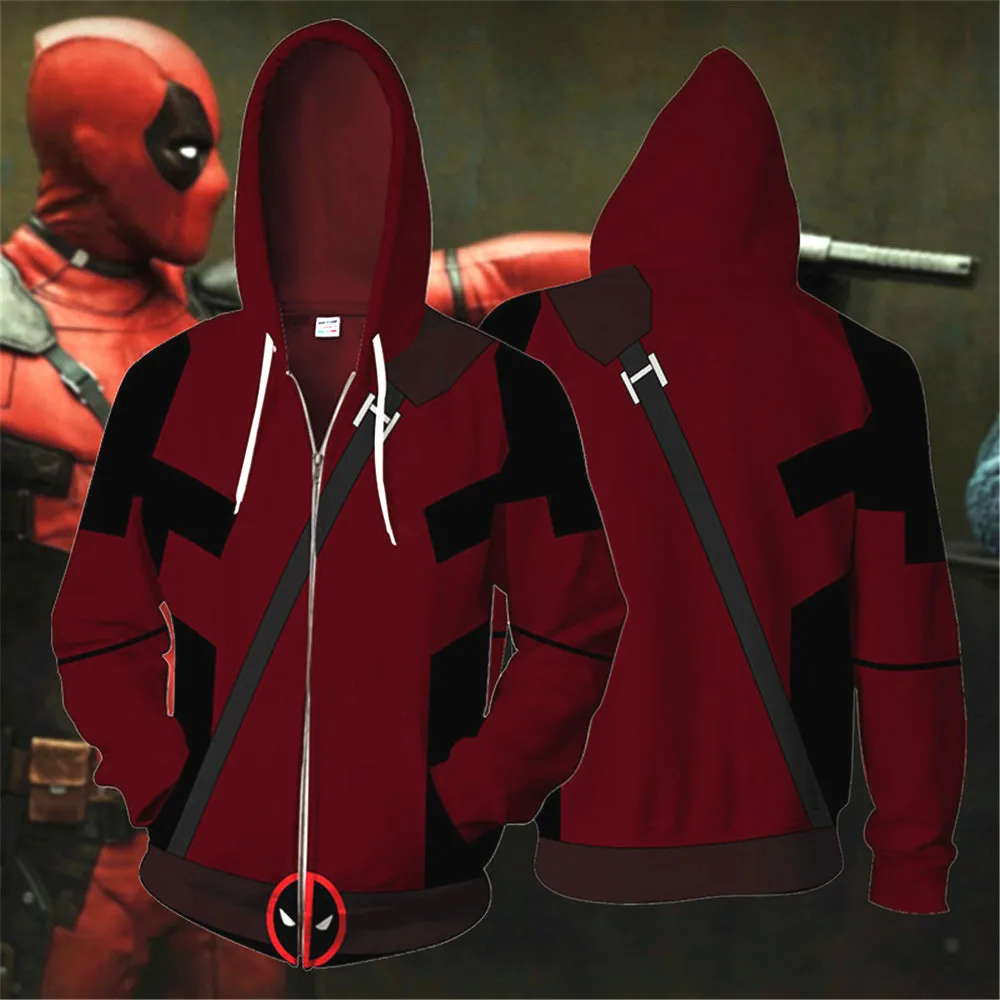 Zipper Hoodie Мужская толстовка с капюшоном для косплея Venom, толстовка с капюшоном Deadpool, куртка супергероя Marvel, Пикачу, карнавальный костюм, уличная одежда - Цвет: Zipper Hoodie
