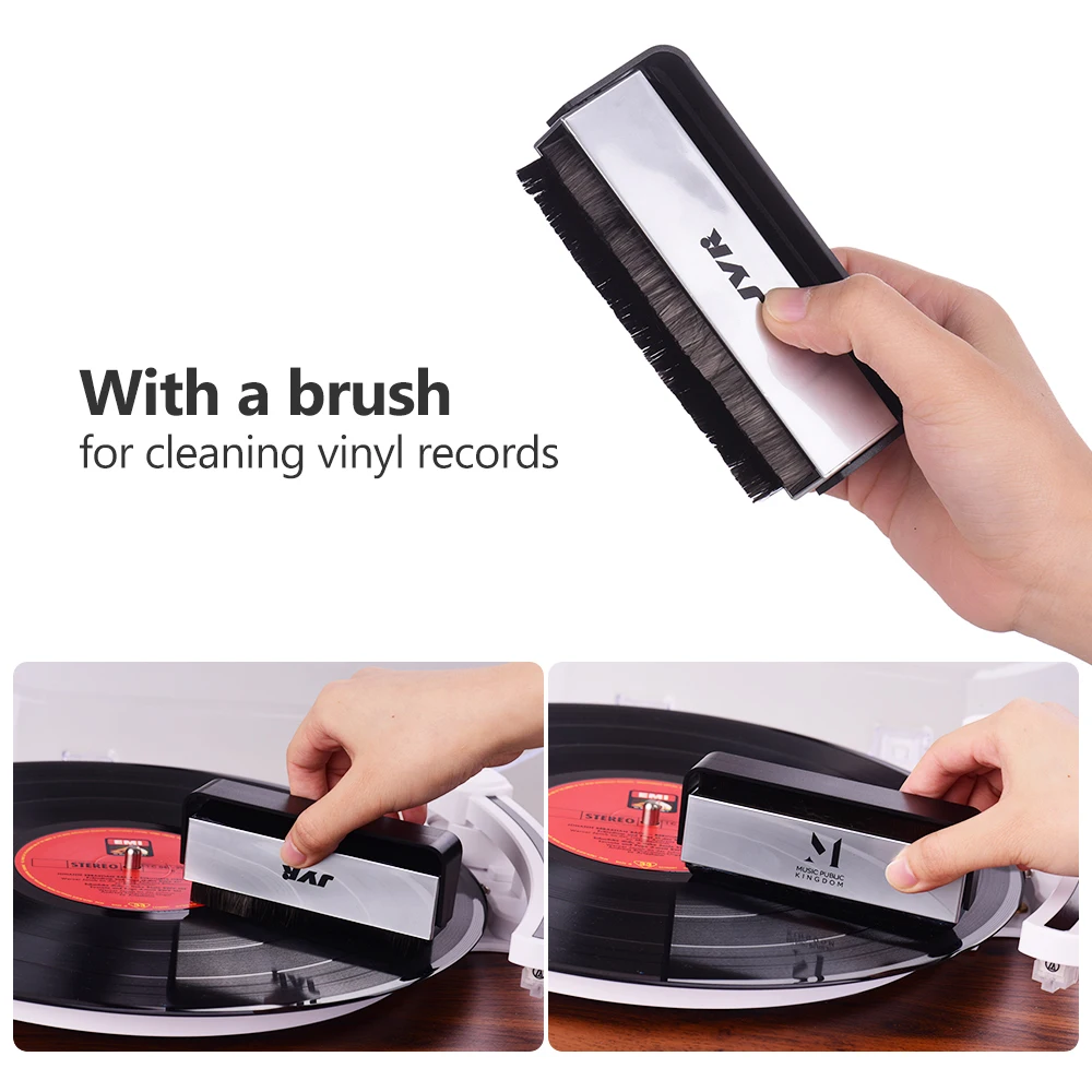 Record Player 2-speed(33/45 RPM) BT Turntable Built-in Stereo Speaker with Volume Control RCA Output for 7/10/12 Inch Vinyl