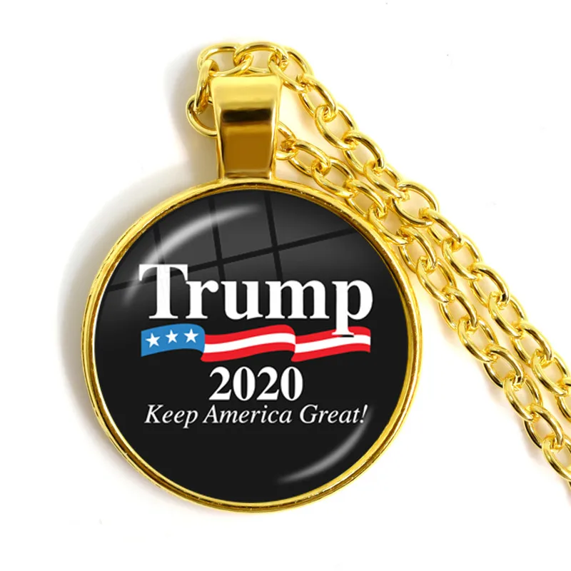 Trump 2020 Glass Cabochon Necklace USA Election Collection Keep America Great Pendant Jewelry For Women Men Support Trump Gift