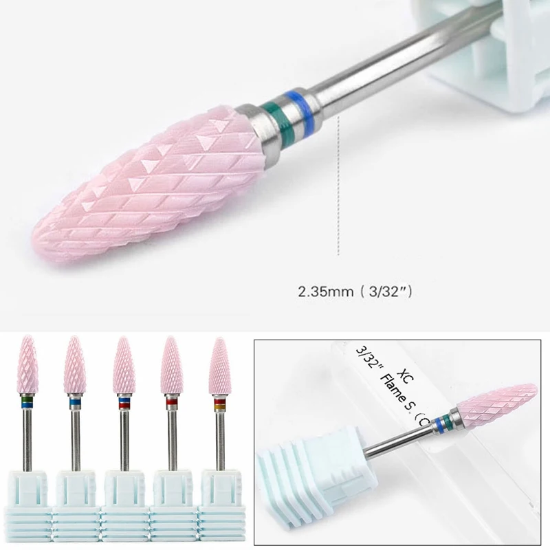 1pcs Ceramic Corundum Metal Grinding Wheel Shank Cylinder Cone T Shape Pink Chrome Corundum Grinding Head Nail Polish Head