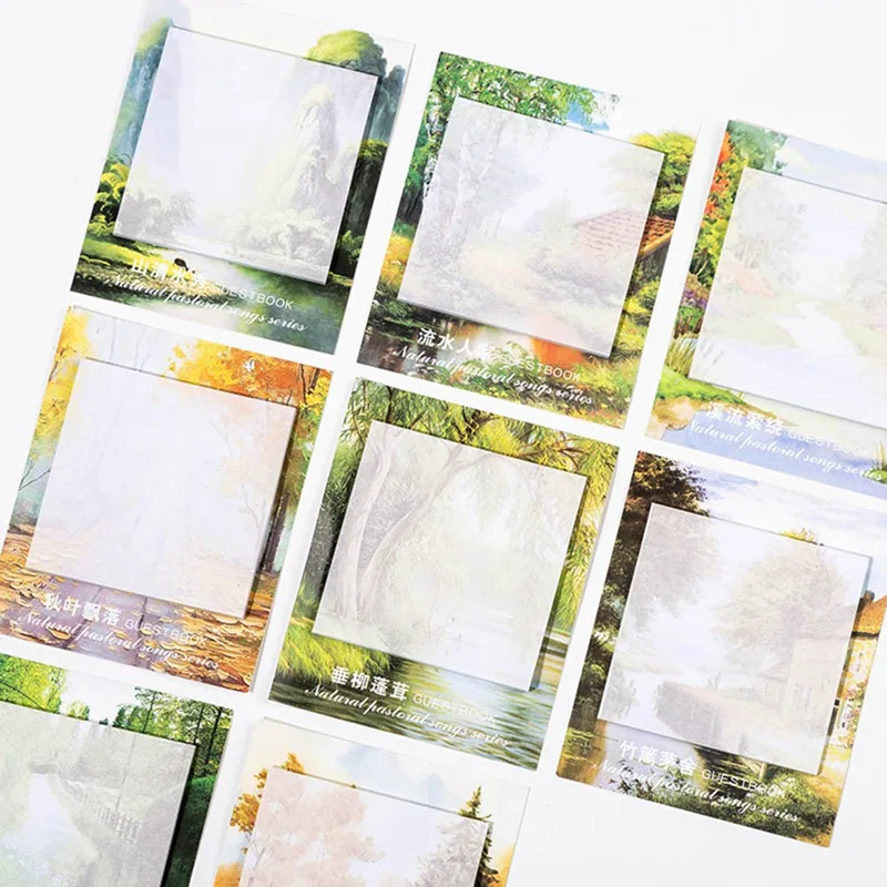 

Kawaii Memo Pads Natural Pastoral Post Its Can Be Torn N Times Post Small Fresh Student Message Note Posted Landscape Note Book