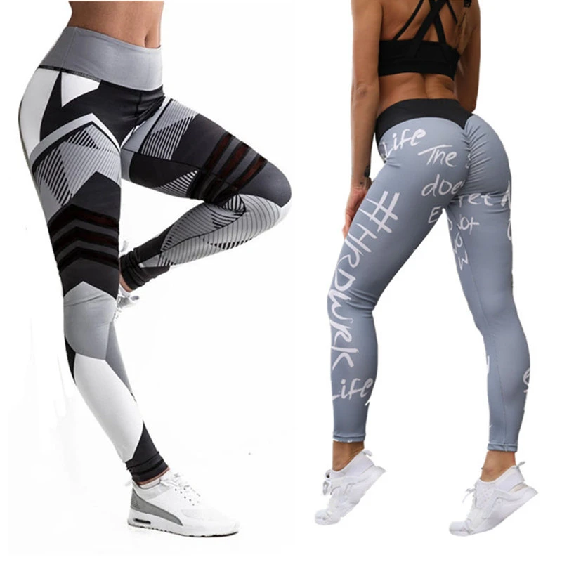

Letters Leggings Women High Waist Striped Tights Female Gym Leggings Seamless Pants Fitness Elastic Jogging Yoga Pants Running