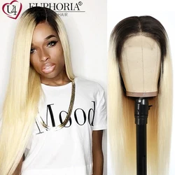 Blonde 613 Straight Lace Closure Wigs 4x4 Burg 99J Grey Lace Wigs Brazilian 9A Remy Human Hair Lace Closure Wigs 150% EUPHORIA