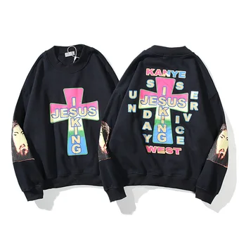 

New Brand Kanye West Jesus Is King Chicago Gold Crewneck Sweatshirts Men Women 1:1 High Quality Jesus Is King Hoodie