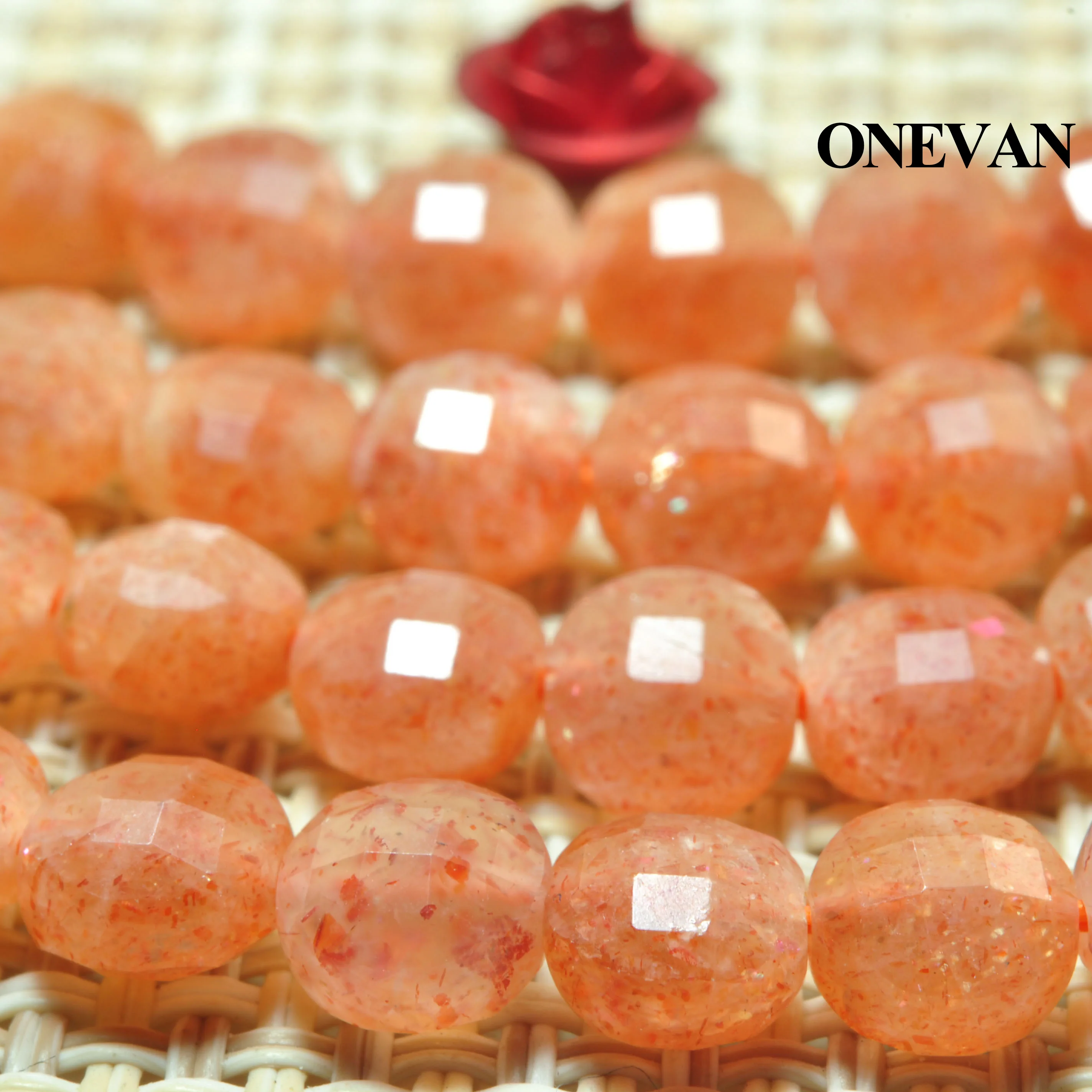 ONEVAN натуральный Золотой Sunstone плоские круглые граненые монета бусины 6 мм камень