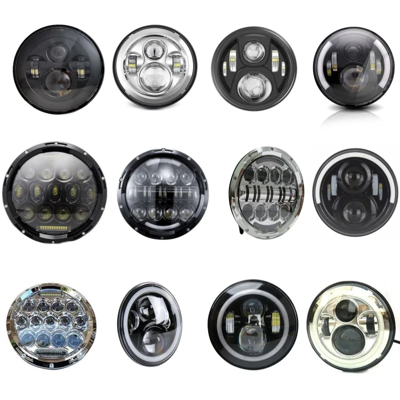 

2019 LED DRL Headlight 2PCS 7inch Motorcycle LED Headlight with Halo Ring for Lada Niva 4x4 Jeep Wrangler Suzuki Samurai