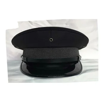 

Wide Brim Hat Military Thick Black Hat Security Duty Cap Bright Leather Big Cap Oversized Hat 2020 Fascinator Hats Mens