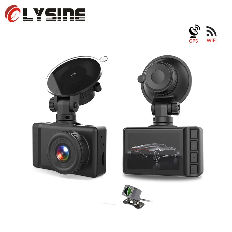 Автомобильный видеорегистратор Hisilicon 4K GPS Wi Fi с камерой заднего вида функцией