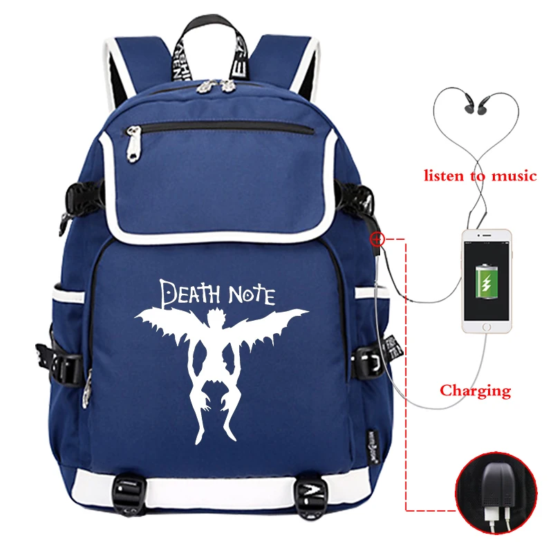 Рюкзак Mochila Dead Note, L светильник, женский рюкзак, USB зарядка, рюкзак для ноутбука, школьные сумки для подростков, девочек, мальчиков, дорожные сумки