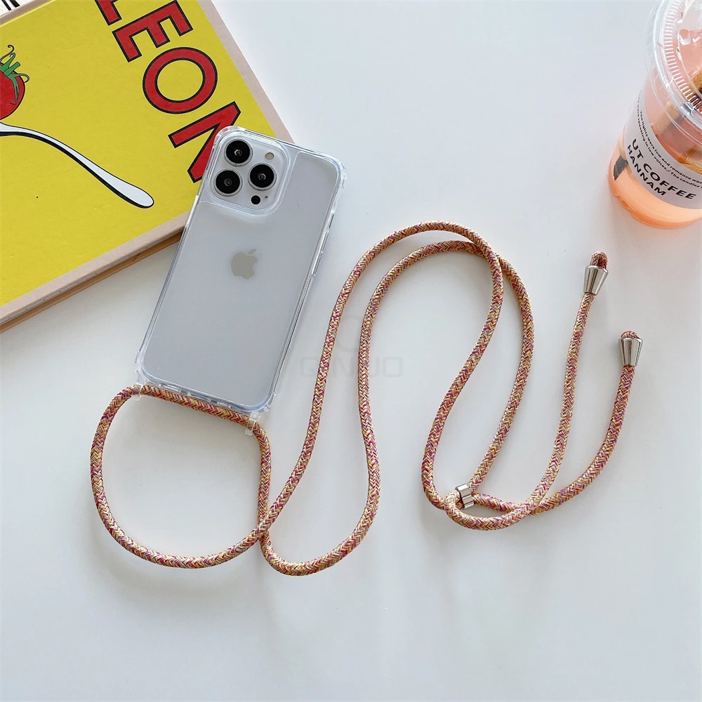 iphone 11 wallet case Crossbody Necklace Cord Lanyard Transparent Case For iPhone 13 12 11 Pro Max Mini 7 8 Plus X XR XS SE 2020 Strap Hang Rope Cover cheap iphone 11 cases