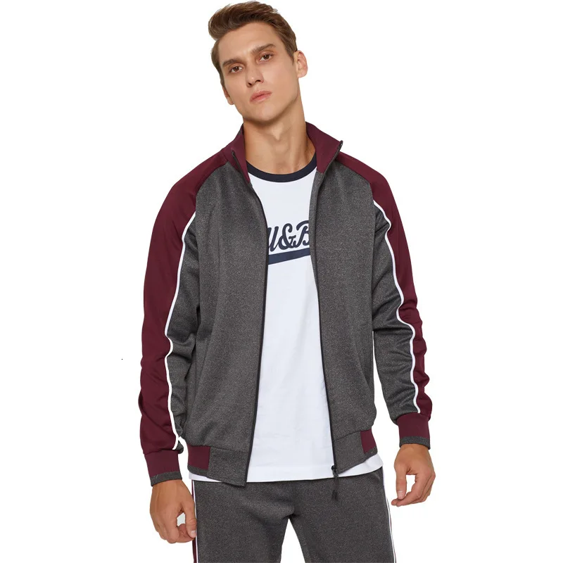 

EUR size Cardigan Men Set Causal Color Patchwork Jacket Men 2Pcs Tracksuit Sportswear Hoodies Sweatshirt Pants Suit