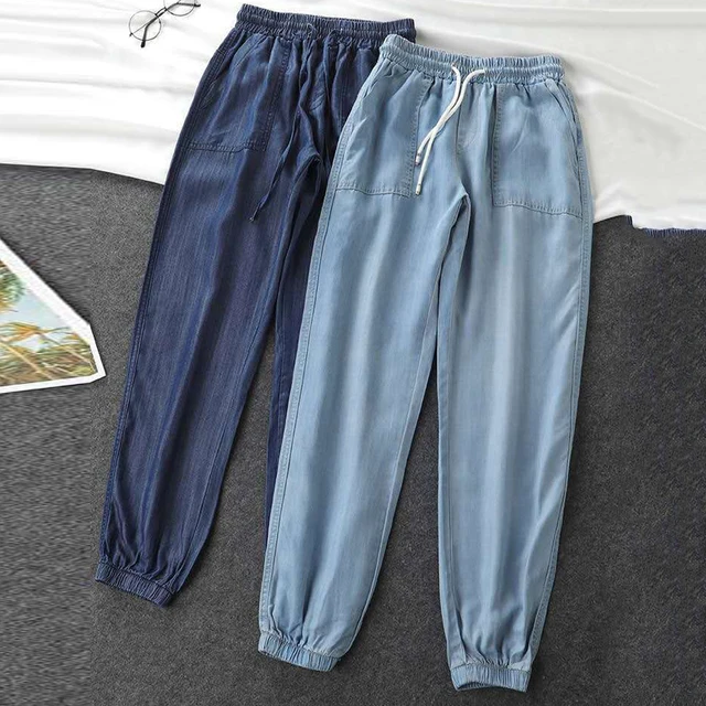 Women s Spring Long Harem Pants Casual Ankle Length High Waist Solid With Elastic Waist Plus Size Female Trousers Summer