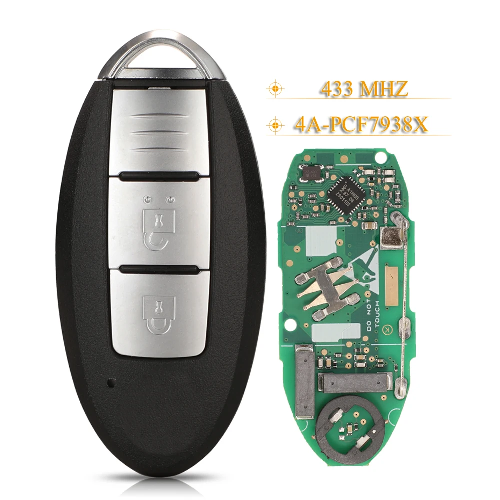 

jingyuqin 2 BTN Smart Remote Car Key Fob 4A/ PCF7938X Chip 433MHZ For Nissan Qashqai X-Trail kicks Keyless Entry Controller