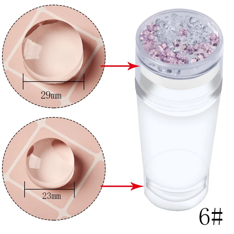 Double head 06 CYSHMILY, двойная головка, прозрачный штамп для ногтей, стразы, скребок, набор, силиконовый лак, шаблон, легко чистить, штампы для ногтей - Цвет: Double head 06