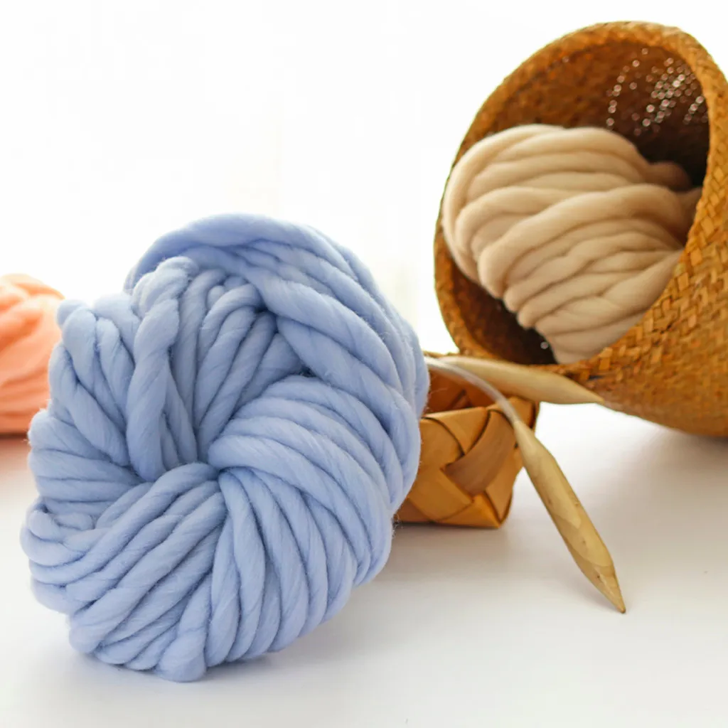 

30# Super Knitting Blanket Chunky Yarn Soft Thick Arm Roving Bulky Merino Wool Yarns DIY Crochet Thread Knit Blankets Hat Scarf