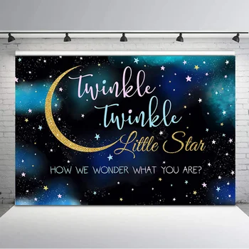 

Twinkle Little Star Baby Shower Backdrop Cosmic Starry Sky Golden Moon Photography Background Birthday Party Banner Backdrops