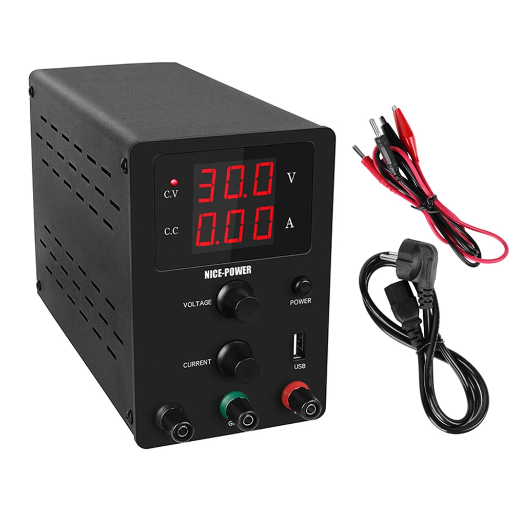 

Black USB DC Switching Lab Power Supply Adjustable Laboratory 30V 10A 60V 5A Voltage Regulator Stabilizer Bench Source Digitals
