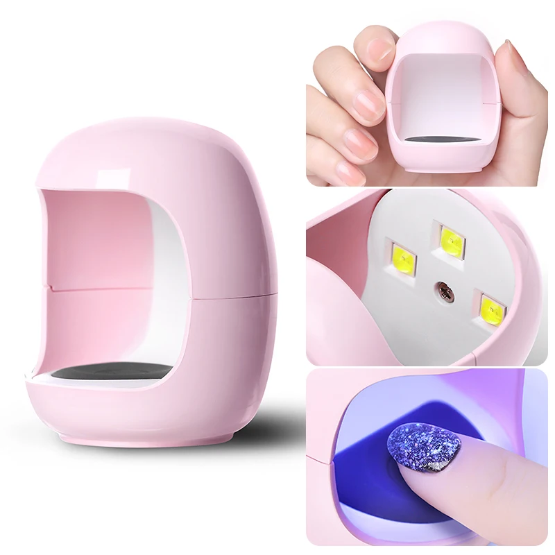 

Egg Shape 3W LED UV Lamp Portable Pink Color Nail Dryer USB Cable Fast Drying lamp Nail Art Tools for Curing Gel Nail Polish