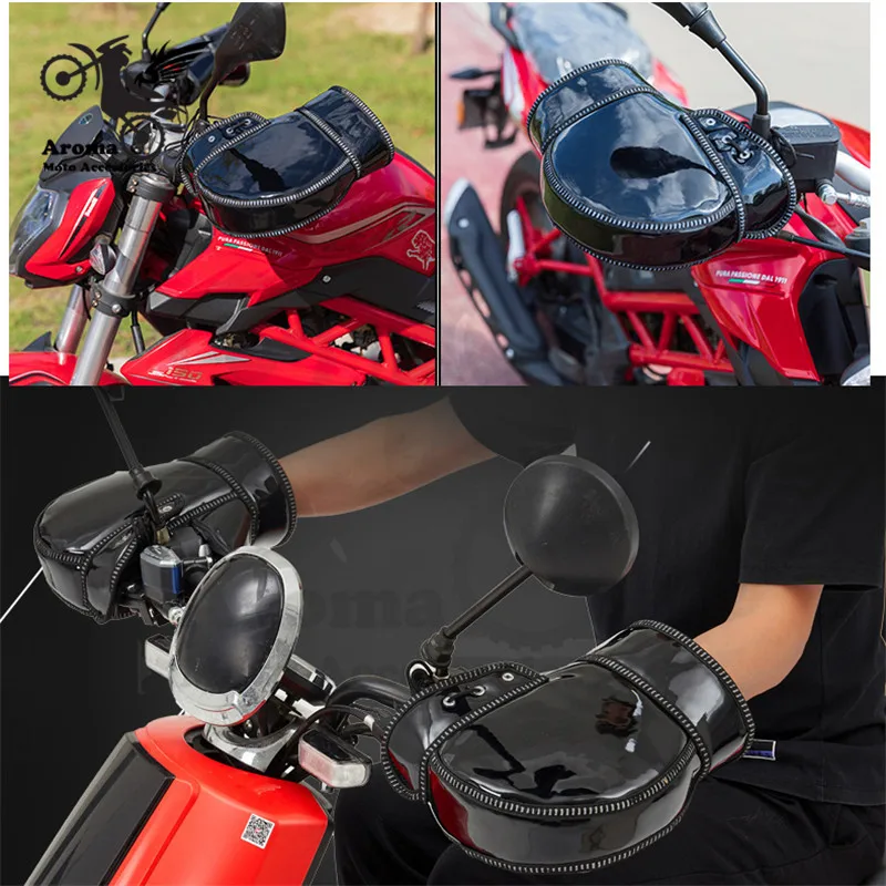 Муфты moto rcycle handguard непромокаемые мото руль перчатки часть сохраняет тепло зимние аксессуары водонепроницаемые мото ручки бар чехлы