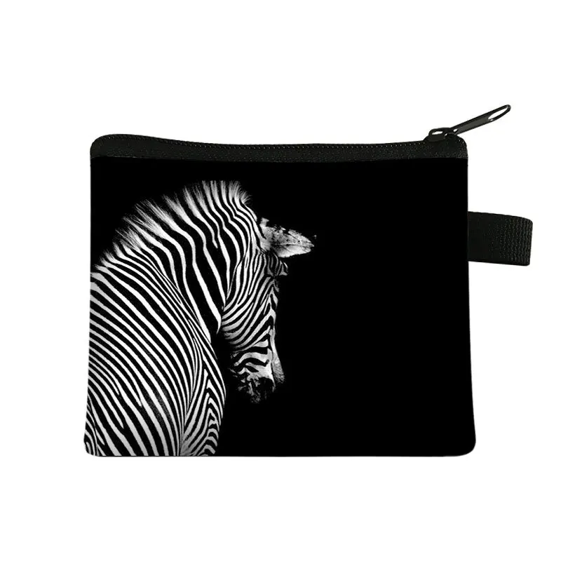 Coin Purse Black And White Animal Children's Wallet Student Portable Card Bag Coin Key Storage Bag Large Capacity Hand Coin Purse Card Wallet Coin Wallet Change Bag