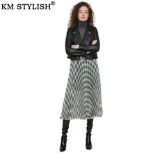 Женские модные юбки Осень/Зима Новая клетчатая печать эластичная талия длинная Плиссированная юбка