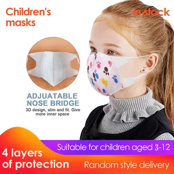 

PM2.5 Face Mask Kids Mask Cute Breathable Valve Mask Filter Pad Pollution Activated Carbon Filter Children Cotton Masks 4 Layers