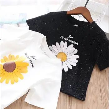 

Girls T shirt 2020 Summer Baby Girls Daisy Pattern Cotton T shirts Kids Top For Girl Baby Clothing Wholesale