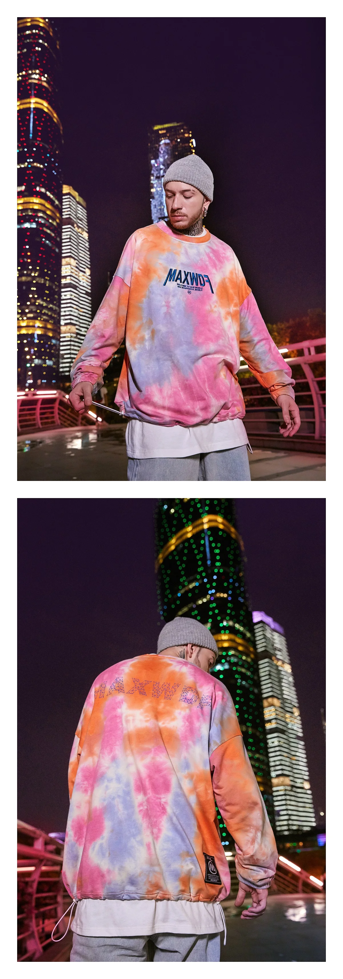 Вышивка Tie Dye негабаритная футболка с длинным рукавом Уличная зимняя одежда хип-хоп модные повседневные футболки с коротким рукавом Harajuku