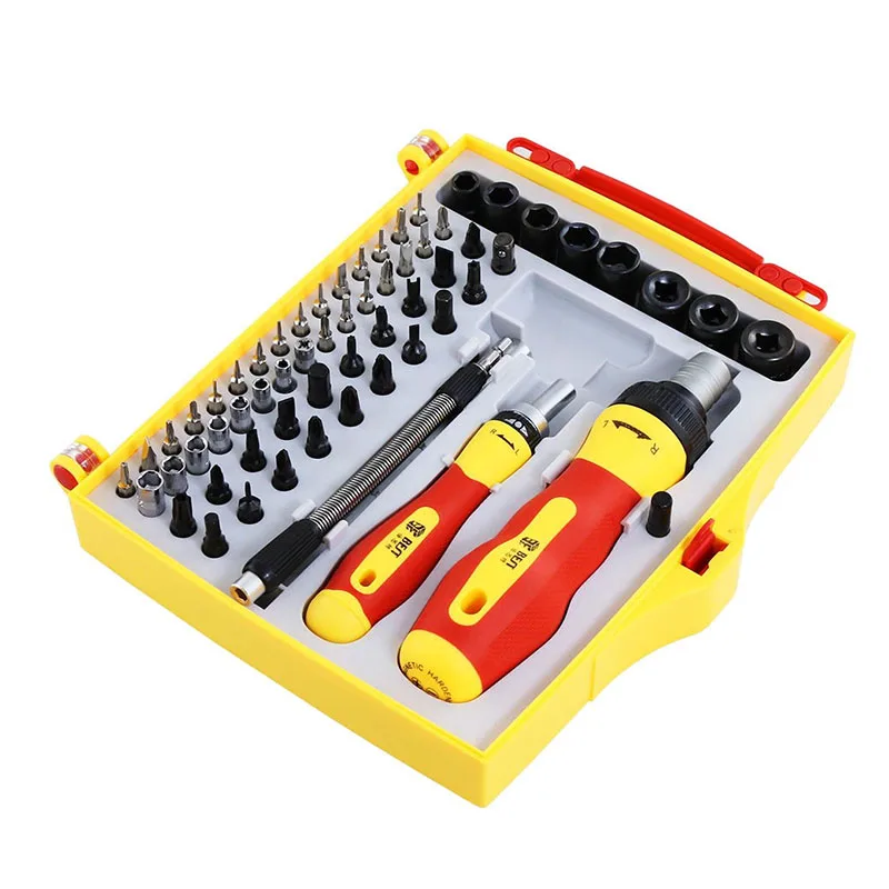 BEST 62Pcs Bits Precision Hand Tool Security Ratchet Screwdriver Set