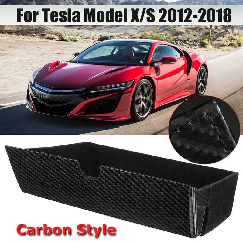 Углеродный стиль центральной консоли ящик для хранения лоток для Tesla модель X/S 2012