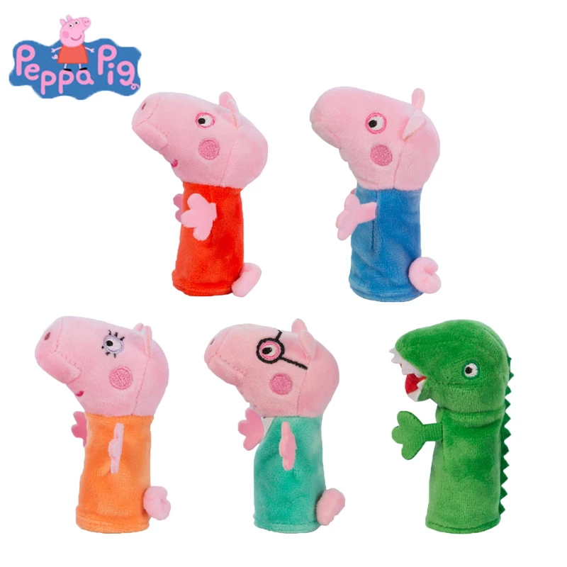 

9cm Genuine Peppa Pig Finger Puppets Peppa George Dinosaur Daddy Mommy Stuffed Kids plush toys Christmas New year gift