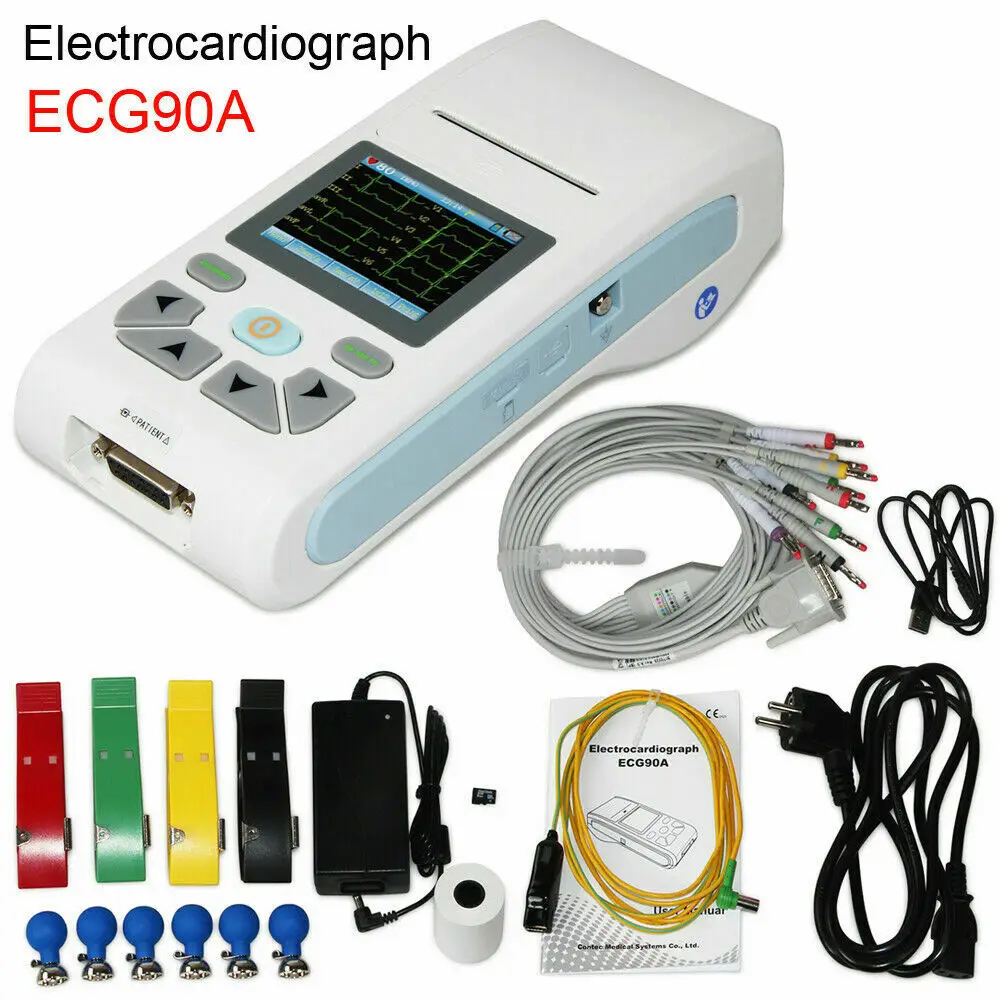 CONTEC Handheld Portable ECG Machine, ECG Monitor 12 lead 3/6/12 Channel  electrocardiograph Printer & Software