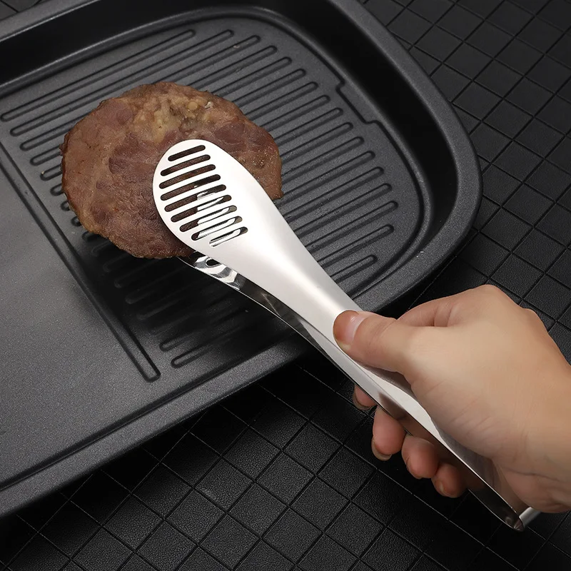 Food Tongs 3-Size Hollow Kitchen Barbecue Food Tongs Stainless Steel Meat Salad Clip Multifunctional Home Cooking Utensils Kitchenware