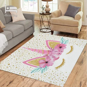 

Yellow Spot Unicorn 3D Printed Rectangle Rug for Adult Yoga Mats Living Room Decorative